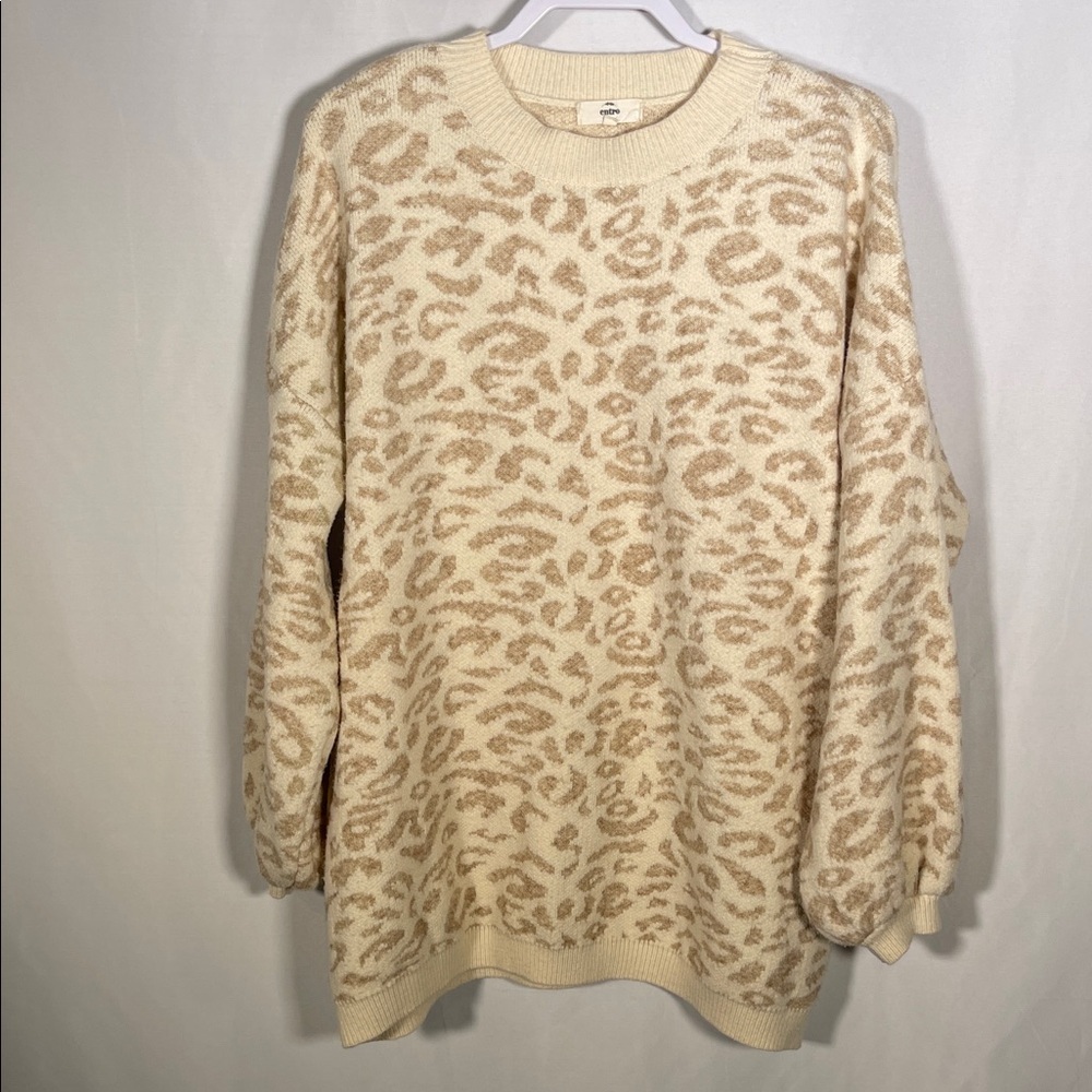 ENTRO WOMENS SOFT ANIMAL LEOPARD PRINT SWEATER XL/1X